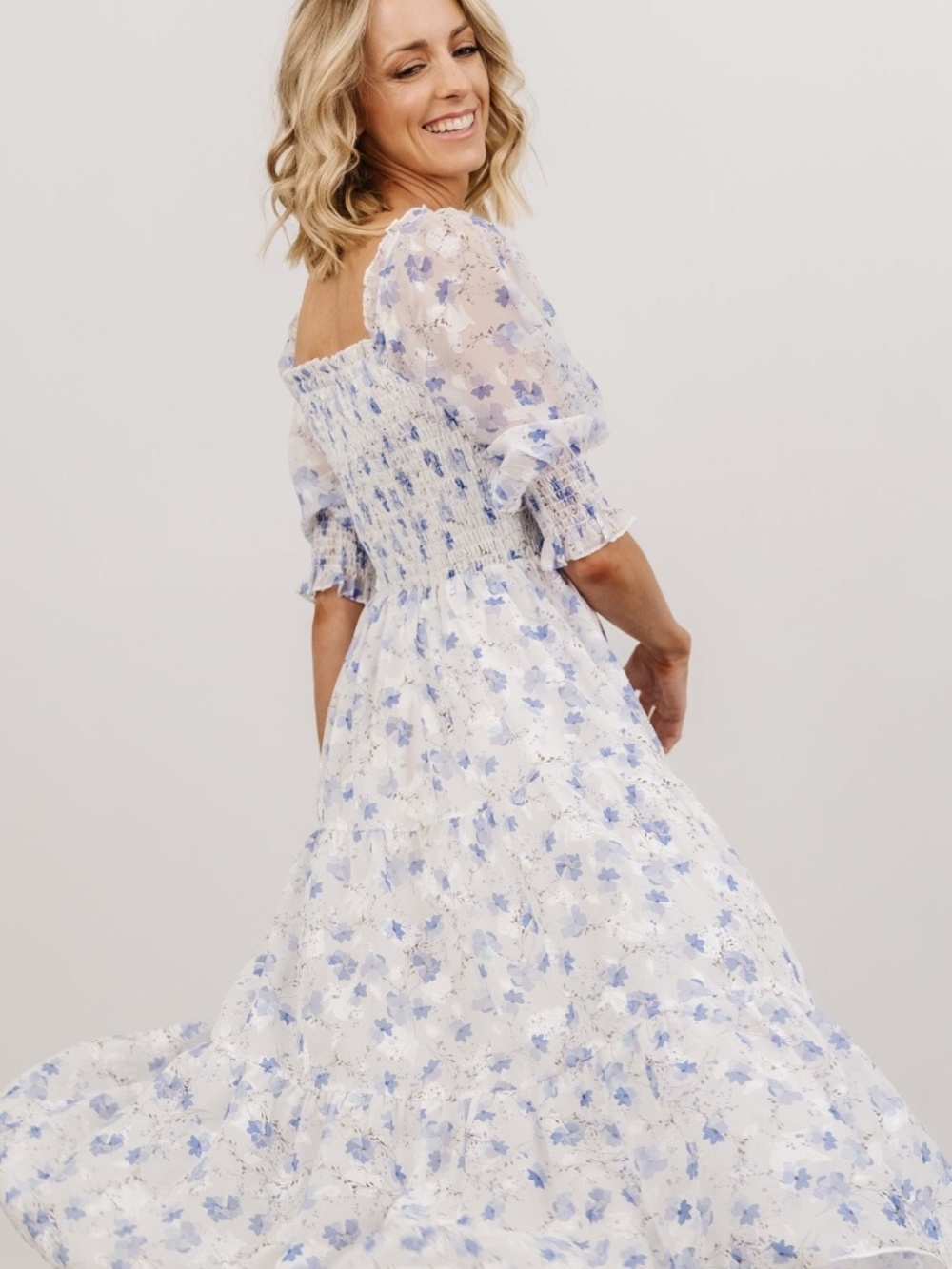 Baltic Born Fabian Jacquard Midi Dress | Blue Floral Size XLXL - Picture 4 of 5